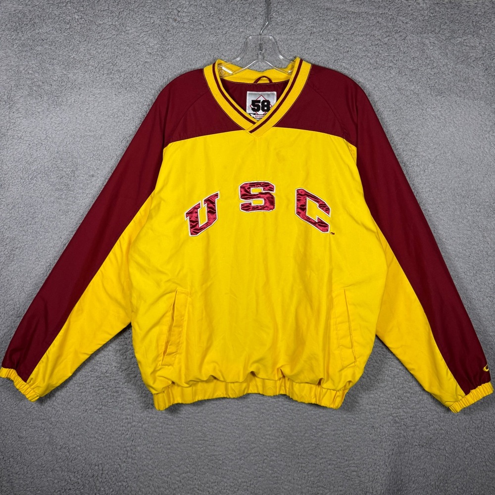 Vintage 58 Sports USC Trojans Men Medium Cardinal V-Neck Windbreaker Pullover